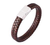 Générique Bracelet En Cuir Pour Homme, Bracelet En Cuir Véritable Pour Homme, Bijou Vintage Tressé Fait Main Avec Fermoir Magnétique, Idéal Pour Halloween Ou Un Festival, Idéal Pour Mari Ou P
