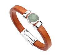 Générique Bracelet En Cuir Pour Homme, Bracelet En Pierre Naturelle Pour Femme Aventurine Orange Pierre Précieuse Faite À La Main Avec Fermoir Magnétique Pierre De Cristal Unisexe