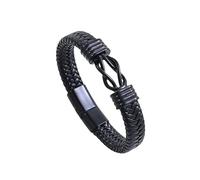 Générique Bracelet En Cuir Pour Homme, Bracelet Jonc Tressé En Cuir Tressé Avec Nœud Infini, Manchette Vintage, Bijou Pour Père, Pour Anniversaire, Noir
