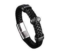 Générique Bracelet En Cuir Pour Homme, Bracelet Tête De Mort Punk Rock Pour Homme, Fermoir Magnétique, Bijou Manchette Fait Main Avec Pochette, Bijou Gothique D'Halloween Pour Petit Ami, Mari, N