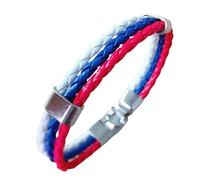Générique Bracelet En Cuir Pour Homme, Bracelet Tissé En Cuir Tressé Multicouche Avec Drapeau National, Manchette Torsadée, Bijoux Ethniques Vintage, Idée Cadeau Pour Hommes Et Femmes, Russie,