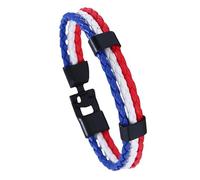 Générique Bracelet En Cuir Pour Homme, Bracelet Tressé Drapeau National En Cuir Tressé Multicouche, Bracelet Simple De Football, Bijoux De Charme Ethnique Vintage, Idée Cadeau Pour Hommes Et Fe