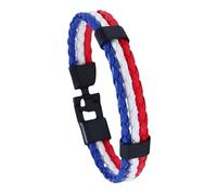 Générique Bracelet En Cuir Pour Homme, Bracelet Tressé Drapeau National Multicouche En Cuir Tressé Torsadé Bracelet Simple Football Bracelets Vintage Charme Ethnique Bijoux Idée Cadeau Pour Ho