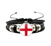 Générique Bracelet En Cuir Pour Homme, Bracelet Tressé Drapeau National Pour Homme Réglable En Cuir Multicouche, Bijoux De Football Avec Boutons Pression, Vintage Fait Main, Charmant Cadeau Pour