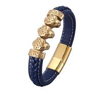 Générique Bracelet En Cuir Pour Homme, Bracelet Tressé En Similicuir Pour Femme, Manchette Vintage En Forme De Tête De Léopard, Bijoux Avec Boucle, Squelette Fait À La Main, Cadeaux Pour Papa,