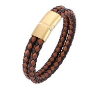 Générique Bracelet En Cuir Pour Homme, Bracelet Tressé Pour Homme Double Couche En Cuir Enroulé, Bijou Manchette Avec Boucle, Bijou Vintage Avec Pochette, Cadeau De Festival Pour Mari Ou Petit A