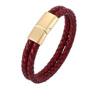 Générique Bracelet En Cuir Pour Homme, Bracelet Tressé Pour Homme Double Couche En Cuir Enroulé, Bijou Manchette Avec Boucle, Bijou Vintage Avec Pochette, Cadeau De Festival Pour Mari Ou Petit A