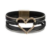 Générique Bracelet En Cuir Pour Homme, Bracelets En Cuir En Forme De Cœur Pour Femmes, Manchettes Multicouches Avec Fermoir Magnétique, Bijoux Bohèmes Tressés Faits À La Main, Cadeaux D'Anniv