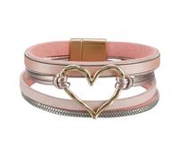 Générique Bracelet En Cuir Pour Homme, Bracelets En Cuir En Forme De Cœur Pour Femmes, Manchettes Multicouches Avec Fermoir Magnétique, Bijoux Bohèmes Tressés Faits À La Main, Cadeaux D'Anniv