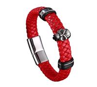Générique Bracelet En Cuir Pour Homme, Bracelets En Cuir Punk Rock Pour Hommes, Fermoir Magnétique, Bijoux Manchette Faits À La Main Avec Breloque Tête De Mort, Bijoux Gothiques D'Halloween Pou