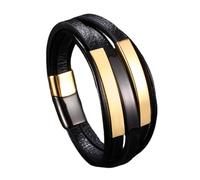 Générique Bracelet En Cuir Tressé Pour Homme, Bracelet En Corde Tressée Multicouche Avec Fermoir Magnétique Noir, Bijou Fait Main Gravable, Cadeau De Mode Pour Homme, Cadeau Pour Adolescent, Ca