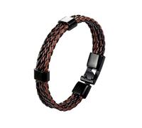 Générique Bracelet En Cuir Tressé Pour Homme, Empilable, Multicouche, Avec Boucle. Bijou Vintage Punk Rock Fait Main, Unisexe, Noir Et Marron, 19 Cm.