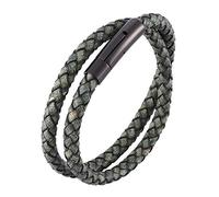 Générique Bracelet En Cuir Véritable Pour Homme. Bracelet Manchette En Cuir Fait Main Avec Fermoir Magnétique. Bracelet Fin Double Épaisseur. Idée Cadeau Pour Papa, Lui, Mari. Vert, 20,5 Cm.