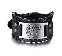 Générique BRACELET EN CUIR VINTAGE VIKING FENRIR TOTEM POUR HOMME TÊTE DE LOUP AMULETTE BRACELET LARGE BIJOUX