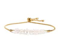 Générique Bracelet en éclats d amazonite naturelle, bracelet en pierres gemmes avec chaîne réglable en acier inoxydable, bijou à éclats de pierre blanche et chaîne dorée pour femme et homme