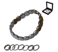Générique Bracelet en hématite, Pierres magnétiques élastiques de 8 mm, style guerrier romain/viking - Favorisent le métabolisme et la vitalité - Conviennent aux poignets hommes/femmes (B)
