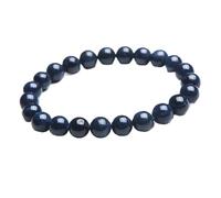 Générique Bracelet en pierres précieuses saphir bleu naturel véritable, perles rondes cristal extensible for femmes et hommes, 7mm, 8mm, 9mm(7mm)