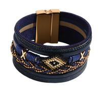 Générique Bracelet Enroulé Multicouche en Polyuréthane - Idéal comme Cadeau pour Les Fêtes Ou Les Anniversaires, Marine