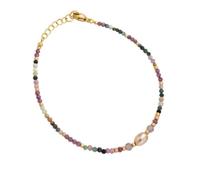 Générique Bracelet Femme en Acier Doré - Pierres Naturelles Multicolores, Bijou Fin et Élégant, Résistant à l’Eau - Cadeau Tendance Bohème Chic