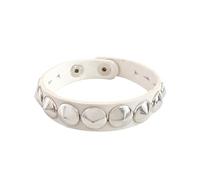 Générique Bracelet Gothique Clouté En Cuir pour Homme et Femme Style Punk Rock Ajustable Unisexe Idéal pour Les Fêtes Les Bijoux D'Halloween Blanc