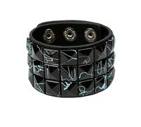 Générique Bracelet Gothique Clouté En Cuir pour Homme et Femme Style Rétro Punk Rock Large Bracelet En Cuir Réglable Manchette Large Unisexe Bijoux D'Halloween Cadeaux Noir