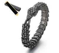 Générique Bracelet Homme Acier Titane Tête Aigle Forme Serpent Bec Aigle Noir Tressé Chaîne Animale (Black, 19cm/7.48in)