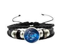 Générique Bracelet Homme Cuir, Bracelet En Cuir 12 Constellations Réglable Multicouche Tressé Signe Du Zodiaque Bijoux Avec Boutons Bijoux Astrologie Faits À La Main Cadeaux Pour Papa Lui Mari
