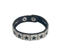 Générique Bracelet Homme Cuir, Bracelet En Cuir À Boucle Pression, Style Punk, Orné D'Une Rangée Unique De Rivets Carrés En Forme D'Étoile À Cinq Branches, Tissés À La Main. Design Exclusif.