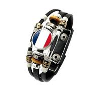 Générique Bracelet Homme Cuir, Bracelet En Cuir Avec Drapeau National, Réglable, Multicouches, Tressé, Manchette De Football, Bijoux Avec Boutons Pression, Bijoux Vintage Faits À La Main, Cadea