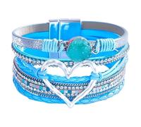 Générique Bracelet Homme Cuir, Bracelet En Cuir Multicouche Pour Femmes, Bracelet Manchette En Pierre Naturelle Avec Fermoir Magnétique, Bijoux En Cristal Faits À La Main, Cadeau Pour Femmes, Ad