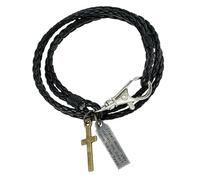 Générique Bracelet Homme Cuir, Bracelet En Cuir Multicouche Pour Homme, Fin, Fait Main, Avec Breloque En Croix, Idéal Pour Un Couple, Idéal Comme Cadeau D'Anniversaire Pour Papa, Lui Ou Son Mari