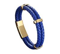 Générique Bracelet Homme Cuir, Bracelet En Cuir Pour Homme, Fait Main, Double Couche Tressée, Bijou Avec Boucle, Style Vintage, Idéal Pour Un Couple, Idéal Pour Papa, Son Ou Son Mari, Bleu, 17,