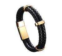 Générique Bracelet Homme Cuir, Bracelet En Cuir Pour Homme, Fait Main, Double Couche Tressée, Bijou Avec Boucle, Style Vintage, Idéal Pour Un Couple, Idéal Pour Papa, Son Ou Son Mari, Noir, 19,