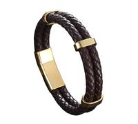 Générique Bracelet Homme Cuir, Bracelet En Cuir Pour Homme, Fait Main, Double Couche Tressée, Bijou Avec Boucle, Style Vintage, Idéal Pour Un Couple, Idéal Pour Papa, Son Ou Son Mari, Marron, 1