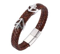 Générique Bracelet Homme Cuir, Bracelet En Cuir Véritable, Fermoir Magnétique, Bijoux En Forme De Flèche Marron, Bijoux Faits À La Main Avec Pochette, Cadeaux D'Anniversaire Pour Lu