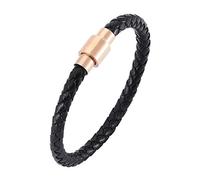 Générique Bracelet Homme Cuir, Bracelet En Cuir Véritable Pour Homme, Manchette Tissée À La Main, Bijoux Avec Fermoir Magnétique, Bijoux Porte-Bonheur, Cadeaux Pour Papa, Lui, Mari, Noir, 16,5