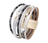 Générique Bracelet Homme Cuir, Bracelet Nœud Infini Pour Femme, Manchette En Cuir Léopard Avec Fermoir Magnétique, Bijoux Empilables En Perles Bohèmes, Cadeaux D'Anniversaire Pour Femmes Et Fi