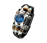 Générique Bracelet Homme Cuir, Bracelet Réglable En Cuir Avec Constellations, Tressé Multicouches, Bijou Avec Boutons, Bijou Porte-Bonheur Fait Main, Astrologie, Cadeau Pour Femme Et Homme, Lion