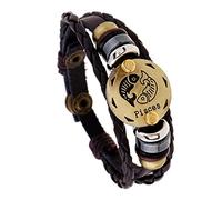 Générique Bracelet Homme Cuir, Bracelet Signes Du Zodiaque Réglable En Cuir Tressé Fait Main Bijoux Astrologique Avec Pochette Cadeaux D'Anniversaire Pour Papa Lui Mari Poissons