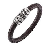 Générique Bracelet Homme Cuir, Bracelet Tressé En Cuir Véritable Pour Femme, Bijou Fait Main Avec Fermoir Magnétique, Bijou Viking Empilable, Cadeau Pour Papa, Lui, Mari, Marron, 19,5 Cm