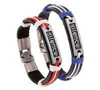 Générique Bracelet Homme Cuir, Bracelets De Couple En Cuir 2 Pièces Dog Tag Bijoux D'Amitié Tressés Faits À La Main Bijoux De Couple Avec Pochette Cadeaux Pour Amoureux Épouse Mari
