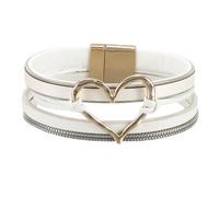 Générique Bracelet Homme Cuir, Bracelets En Cuir En Forme De Cœur Pour Femmes, Manchettes Multicouches Avec Fermoir Magnétique, Bijoux Bohèmes Tressés Faits À La Main, Cadeaux D'Anniversaire