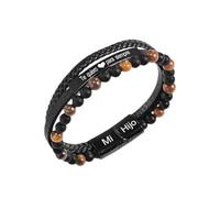 Générique BRACELET Homme personnalisé en cuir tressé noir avec texte gravé, ornement à la main pour homme, cadeau pour petit ami, papa, anniversaire, fête des pères ou Saint Valentin (A4)