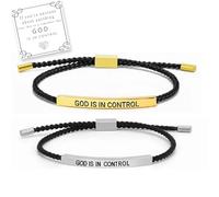Générique Bracelet Inspire « Dieu est aux commandes », Bracelets de foi chrétienne, Bracelet inspirant en acier inoxydable gravé, Bracelets tressés faits main réglables pour femmes et hommes (All)