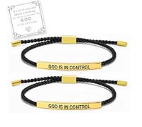 Générique Bracelet Inspire « Dieu est aux commandes », Bracelets de foi chrétienne, Bracelet inspirant en acier inoxydable gravé, Bracelets tressés faits main réglables pour femmes et hommes (Gold)