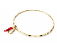 Générique Bracelet Jonc 6.5cm en Acier Inoxydable doré avec Pendentif Piment Rouge et Maille Marine