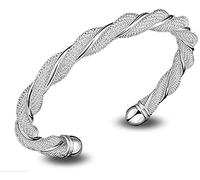 Générique Bracelet jonc pour Femme, Taille de Bijoux Classique élégante réglable pour Dame comme Anniversaire de Mariage (Argent)