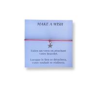 Générique Bracelet Make A Wish Porte Bonheur Bracelet Fil Cordon Pendentif Etoile Bracelet Rouge Mauvais oeil Hamsa Carton Make A wish Femme Homme Fille