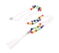 Générique Bracelet Mala 108 Perles Avec Pierres Précieuses Des 7 Chakras Pour Homme Et Femme, Collier Long Avec Pompon Noué, Chapelet Pour Méditation Et Yoga, Howlite