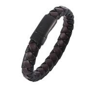 Générique Bracelet Manchette En Cuir Tressé Pour Homme, Style Punk Rock, Avec Fermoir Magnétique. Idéal Comme Cadeau Pour Un Homme, Son Copain, Pour Un Anniversaire Ou Noël. Disponible En Noir